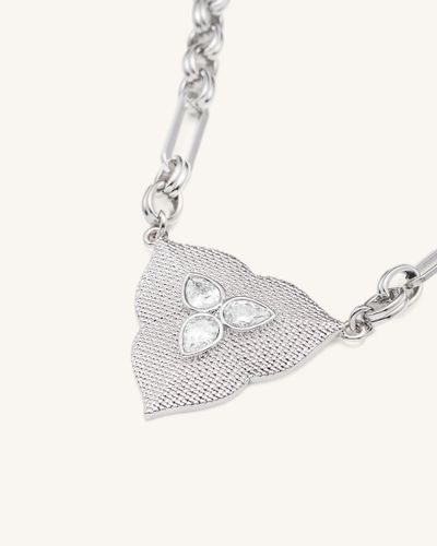 Collana Pendente Foglia - Placcato oro bianco 18 ct & Zircone Bianco - JW PEI - Modalova