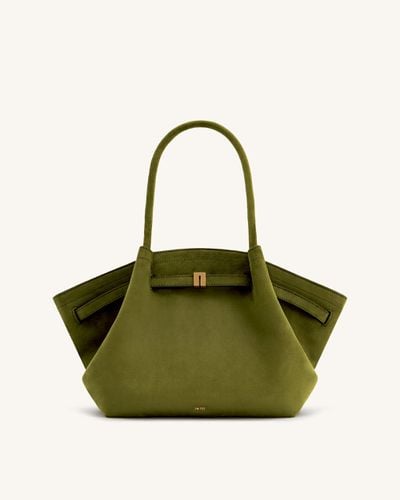 Hana Borsa Tote Media in Finta Pelle Scamosciata - Verde Oliva Scuro - JW PEI - Modalova