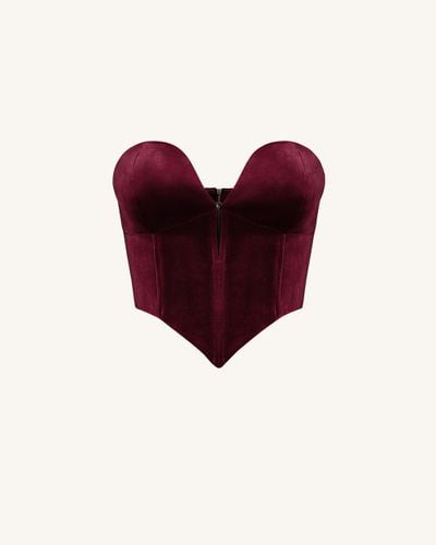 Anna Low-Cut Velvet Corset Top - Bordeaux - JW PEI - Modalova