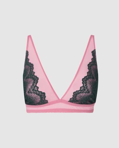 Lace Plunge Bralette Pine Green/Candy Pink - | Bralettes - Bralettes / Plunge Bralette - Understatement - Modalova