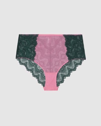 Lace Highwaist Briefs Pine/Candy Pink | Panties - Panties / Highwaist Briefs - Understatement - Modalova