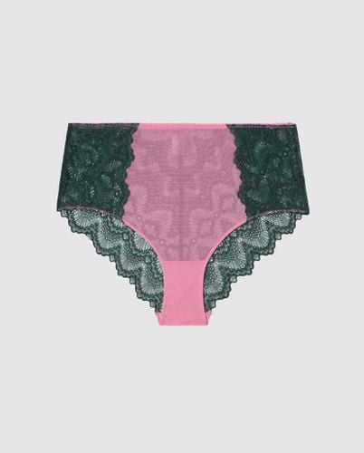 Lace Highwaist Briefs Pine Green/Candy Pink - | Panties - Panties / Highwaist Briefs - Understatement - Modalova