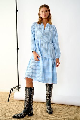 Rania Long Dress Light Blue Check - Noella - Modalova