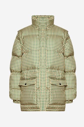 Emilia Puffer Jacket Green/lime Checks - Noella - Modalova