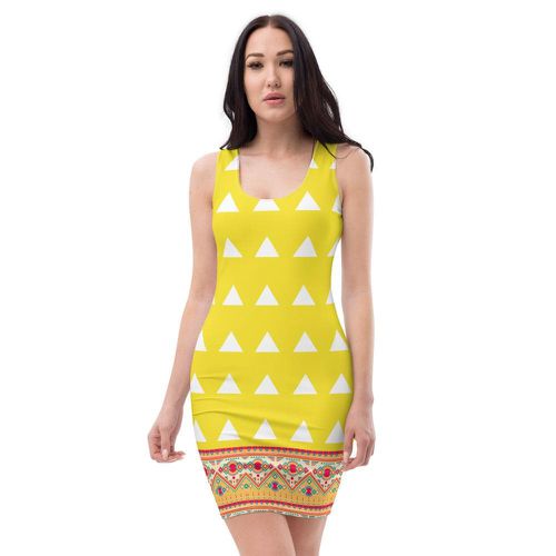 Lemon Love Printed Fitted Dress - musthaveskirts - Modalova