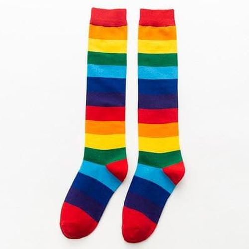Rainbow Stripe knee Long Socks - musthaveskirts - Modalova