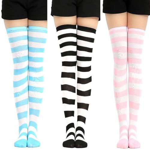 Cotton Funny Stripe Print Socks - musthaveskirts - Modalova