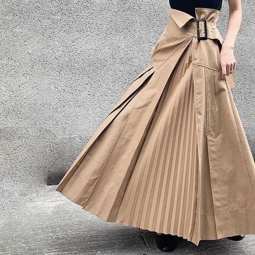 Asymmetrical Casual Pleated Skirt - musthaveskirts - Modalova