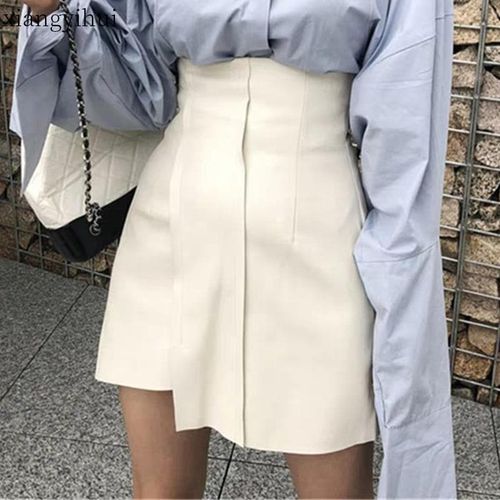 Summer Asymmetric Leather Skirt - musthaveskirts - Modalova