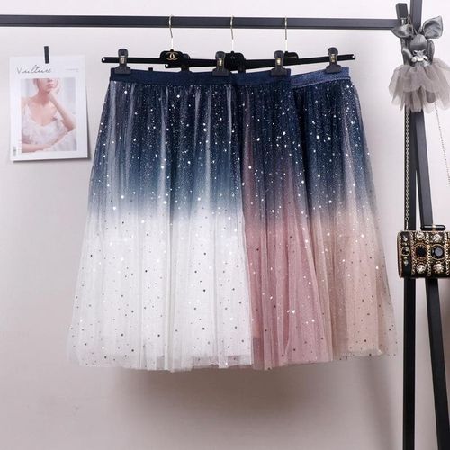 Gradient Color Summer Tulle Skirt - musthaveskirts - Modalova