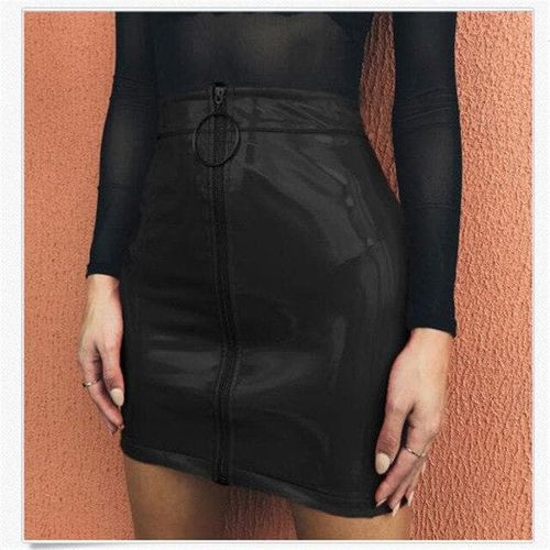 Women Zipper PU Leather Pencil Skirt - musthaveskirts - Modalova