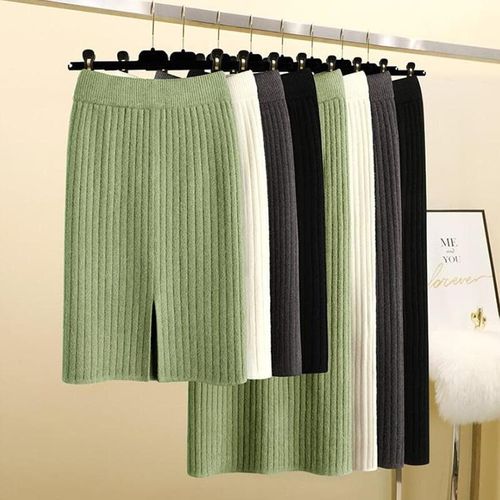 Elegant Knitting Ribbed Party Skirt - musthaveskirts - Modalova
