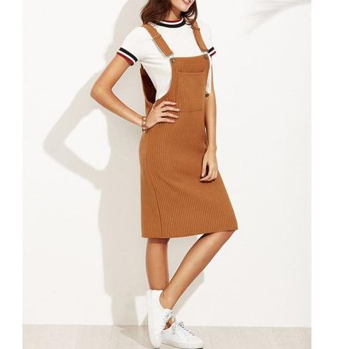 Autumn Strap Suspender Sleeveless Skirt With Pocket - musthaveskirts - Modalova