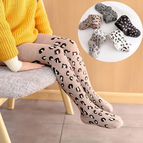 Leopard Printing Cotton Socks - musthaveskirts - Modalova