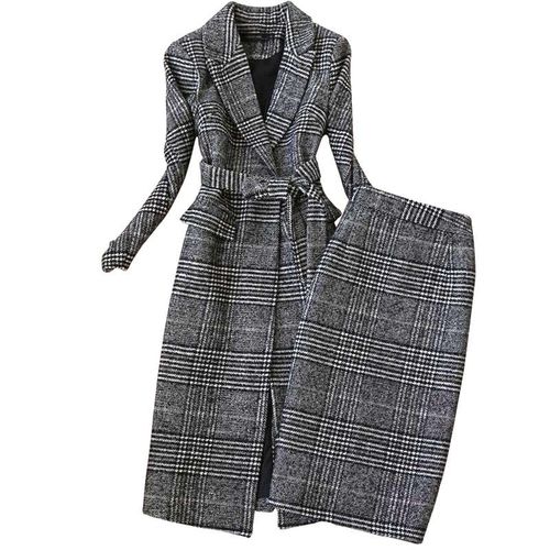 Wool Long Ladies Jacket Slim Skirt Two-Piece - musthaveskirts - Modalova