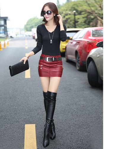 Slim PU Leather Skirt - musthaveskirts - Modalova