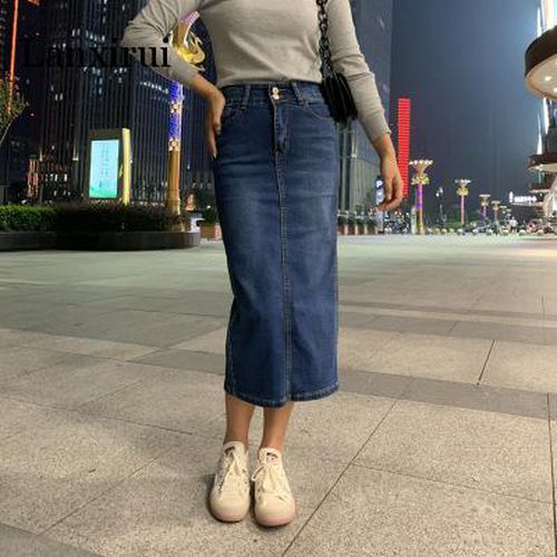 Long Saia Jeans Women's Skirt - musthaveskirts - Modalova