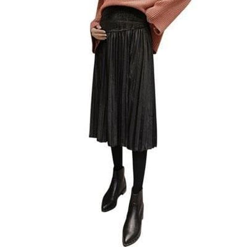 Autumn Solid Pleated Maternity Skirt - musthaveskirts - Modalova
