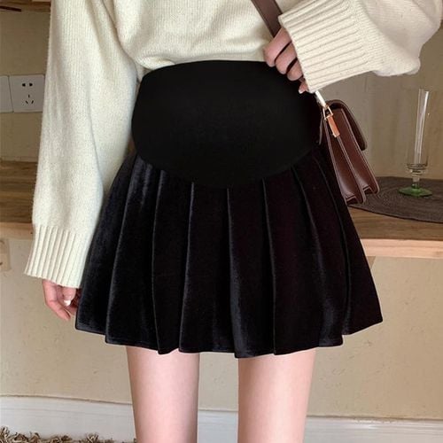 Winter Pleuche Black Maternity Skirts - musthaveskirts - Modalova