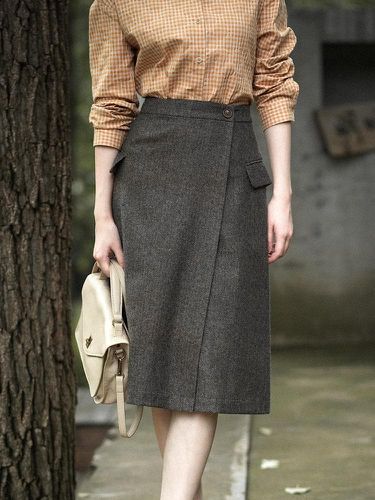 Female Vintage A-line Wool Skirt - musthaveskirts - Modalova