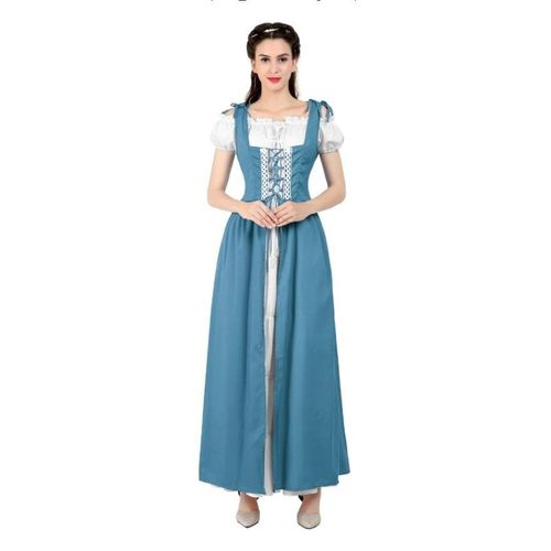 Renaissance Medieval Short Sleeves Long Dress - musthaveskirts - Modalova