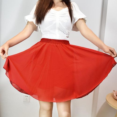 Summer Solid Color Chiffon Skirts - musthaveskirts - Modalova