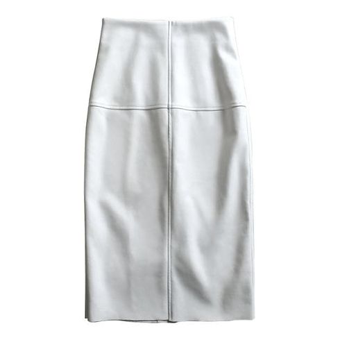 Elegant Temperament White Leather Skirt - musthaveskirts - Modalova
