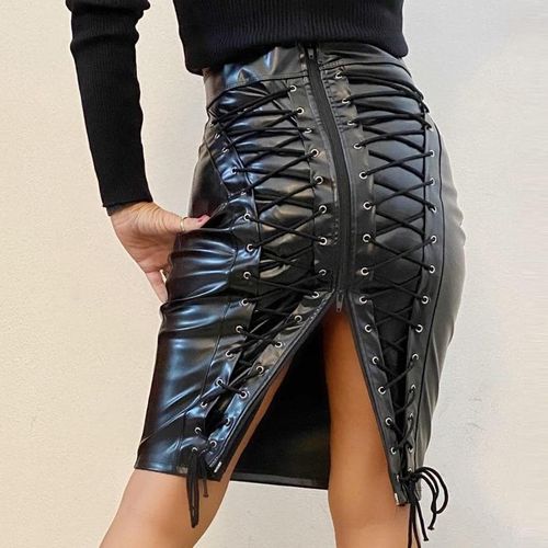 Lady Faux Leather High Waist Skirts - musthaveskirts - Modalova
