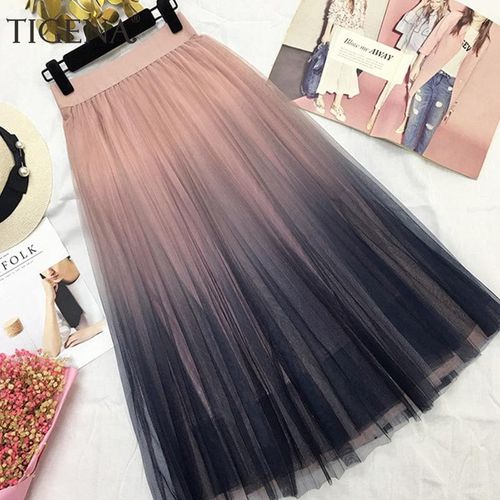 Beautiful Gradient Color Long Tulle Skirts - musthaveskirts - Modalova