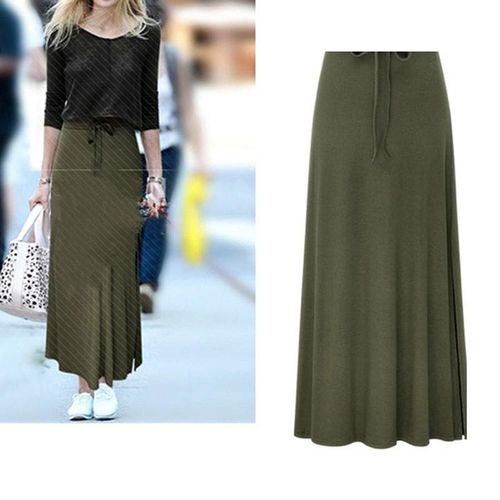 Autumn Slit Belted Maxi Skirt - musthaveskirts - Modalova