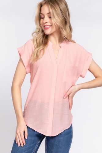 Dolman Slv Button Down Woven Top - KandyKouture - Modalova