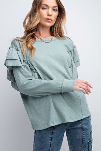 Double Ruffle Sleeves Top - KandyKouture - Modalova