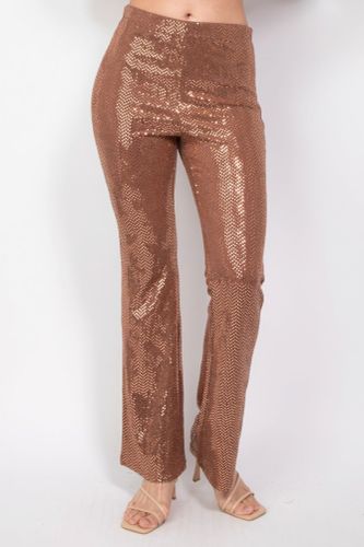 Sequined Fit & Flare Midrise Pants - KandyKouture - Modalova