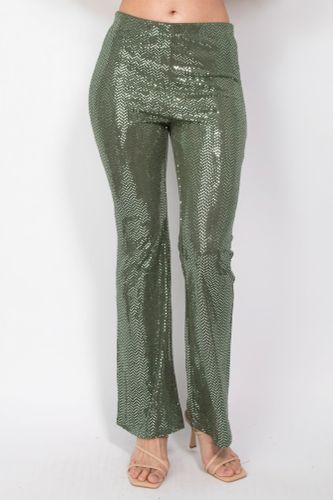 Sequined Fit & Flare Midrise Pants - KandyKouture - Modalova