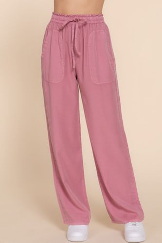 Elastic Waist Tencel Long Pants - KandyKouture - Modalova