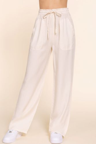 Elastic Waist Tencel Long Pants - KandyKouture - Modalova