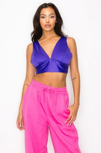 Smock V-neck Satin Bra Top - KandyKouture - Modalova