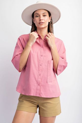 Half Slvs Stretch Poplin Button Down Shirt - KandyKouture - Modalova