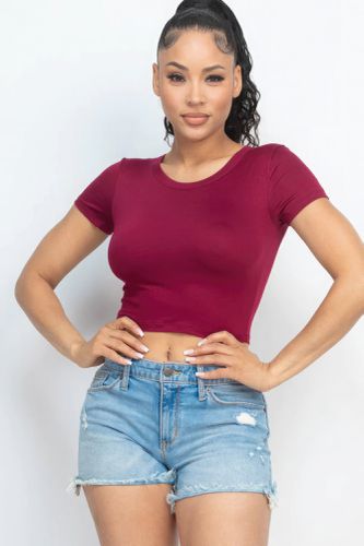 Short Sleeve Roundneck Crop Top - KandyKouture - Modalova