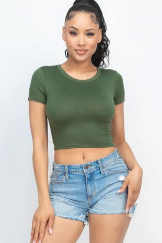 Short Sleeve Roundneck Crop Top - KandyKouture - Modalova