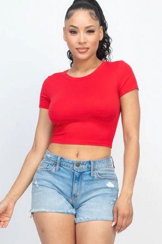 Short Sleeve Roundneck Crop Top - KandyKouture - Modalova