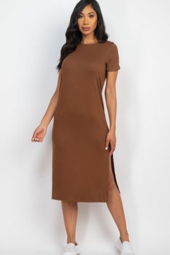 Side slit comfy midi dress - KandyKouture - Modalova