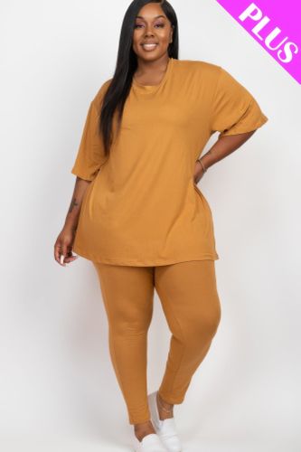 Plus Size Oversized T-shirt & Leggings Set - KandyKouture - Modalova