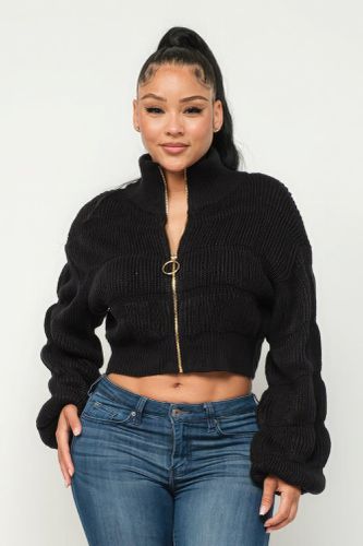 Michelin Sweater Top W/ Front Zipper - KandyKouture - Modalova