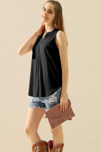 Ninexis Full Size Notched Sleeveless Top - Trendsi - Modalova