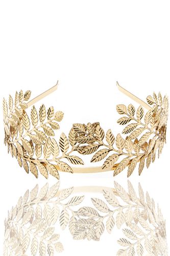 Gold Leaf 3 Layer Goddess Crown - AMIClubwear - Modalova