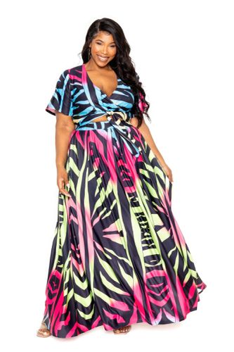 Ombre Animal Maxi Skirt & Top Set - KandyKouture - Modalova