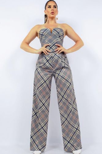 Bustier Top & Wide Pants Set - KandyKouture - Modalova