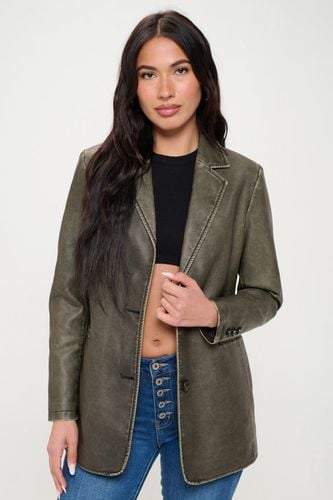 Coalition LA Single-Breasted Vegan Leather Blazer - Trendsi - Modalova