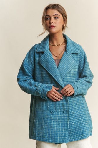 J.NNA Tweed Double-Breasted Long Sleeve Coat - Trendsi - Modalova